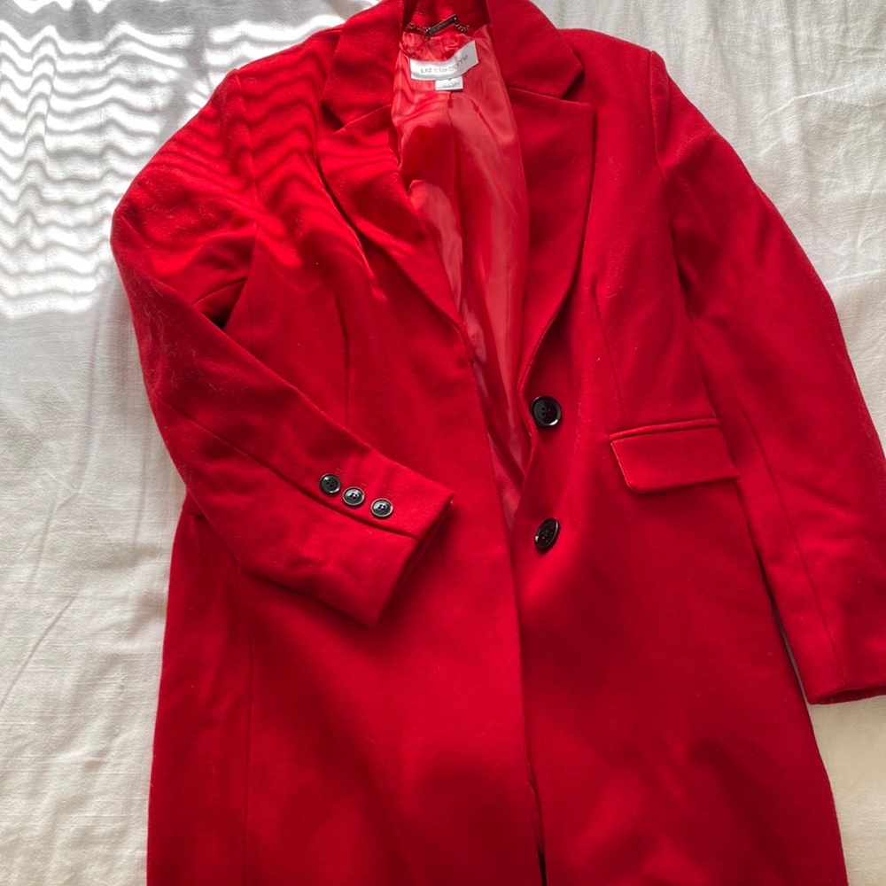 {Liz Claiborne } red pea coat